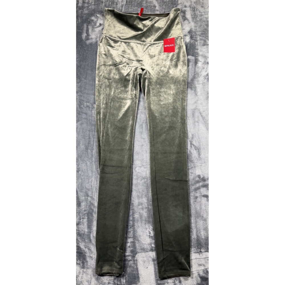 NWT SPANX Velvet Leggings Womens M Dark Palm Green High Rise Style 2070
